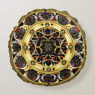 Levendig Mandala Patroon Meditatie Decoratie ✨ Rond Kussen