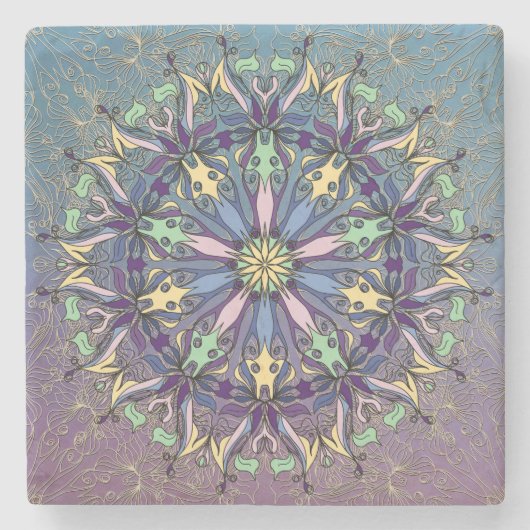 Levendig Mandala Stone Onderzetter (Voorkant)