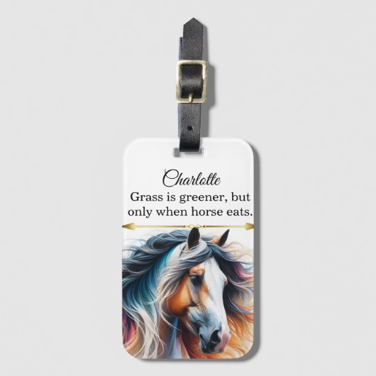 Levendig manenpaard bagagelabel (Voorkant (verticaal))