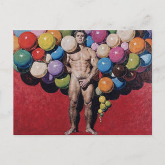 Levendig mannelijk naakt surrealistisch schilderij briefkaart