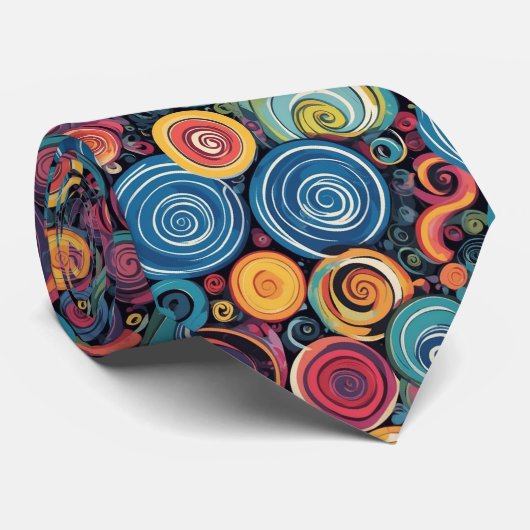 Levendig Mannen Stropdas: Artistieke Cirkels Stropdas (Opgerold)