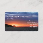 Levendig maritiem strand zonsondergang reisbureau  visitekaartje (Achterkant)