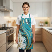 Levendig Marmer Blauwgroen Goud Wit Abstract Werve Schort