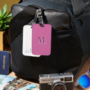Levendig massief roze monogram bagagelabel