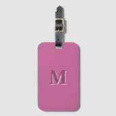 Levendig massief roze monogram bagagelabel (Voorkant (verticaal))