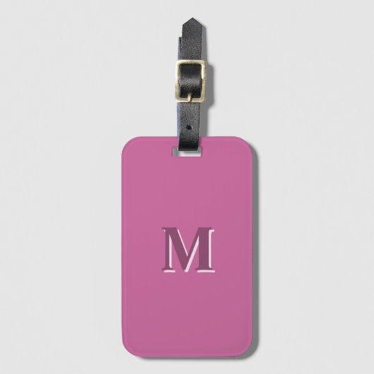 Levendig massief roze monogram bagagelabel (Voorkant (verticaal))