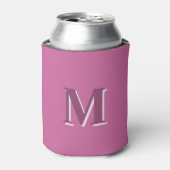 Levendig massief roze monogram, blikjeskoeler (Blikje Voorkant)