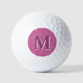 Levendig massief roze monogram, golfballen (Voorkant)