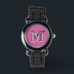 Levendig massief roze monogram, horloge<br><div class="desc">Levendig massief roze monogram, Watch. Hex kleurcode #CB649C</div>