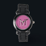 Levendig massief roze monogram, horloge<br><div class="desc">Levendig massief roze monogram, Watch. Hex kleurcode #CB649C</div>