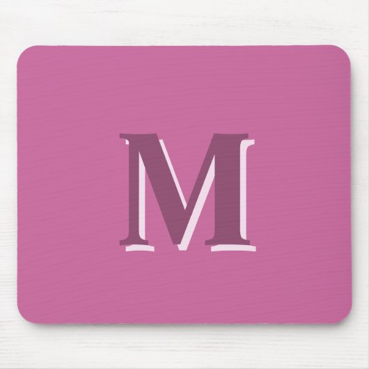 Levendig massief roze monogram muismat (Voorkant)