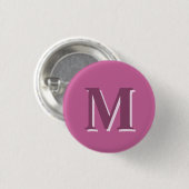 Levendig massief roze monogram, ronde button 3,2 cm (Voorkant /achterkant)
