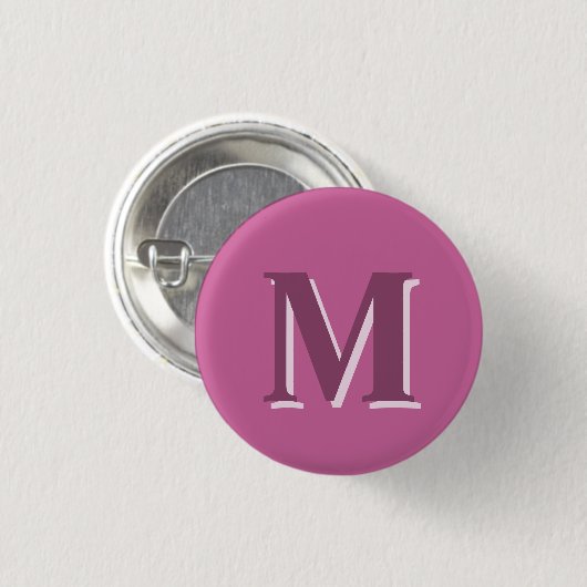 Levendig massief roze monogram, ronde button 3,2 cm (Voorkant /achterkant)