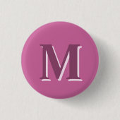 Levendig massief roze monogram, ronde button 3,2 cm (Voorkant)