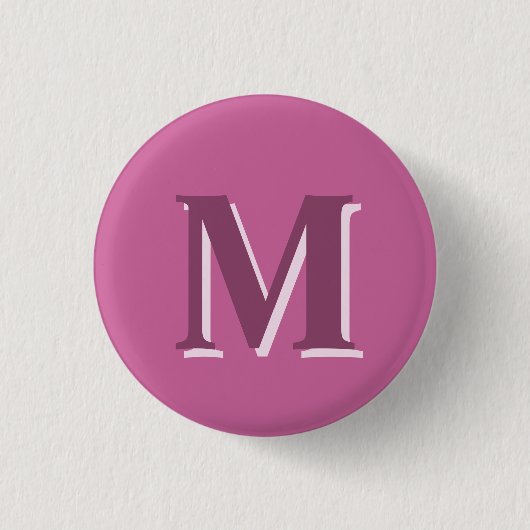 Levendig massief roze monogram, ronde button 3,2 cm (Voorkant)
