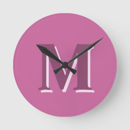 Levendig massief roze monogram, ronde klok