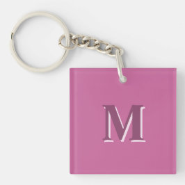 Levendig massief roze monogram sleutelhanger