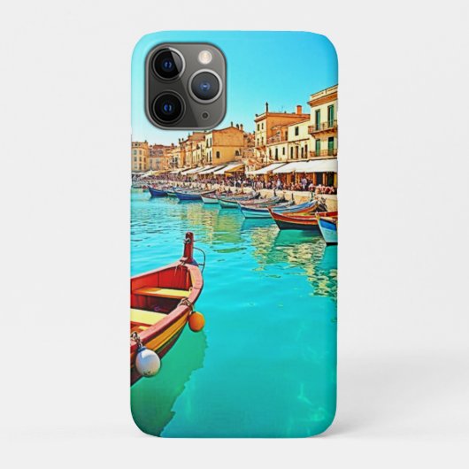 Levendig mediterraan ontwerp van havenleven Case-Mate iPhone case (Achterkant)