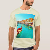 Levendig mediterraan ontwerp van havenleven t-shirt (Voorkant)
