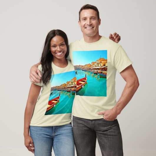 Levendig mediterraan ontwerp van havenleven t-shirt (Unisex)