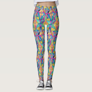 Levendig meerkleurig geometrisch symmetrisch patro leggings
