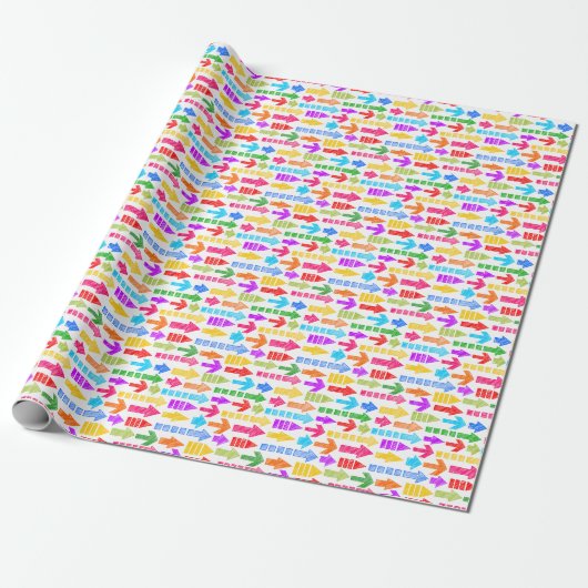 Levendig Meerkleurig Modern Geometrisch Pijlpuntpa Cadeaupapier (Uitgerold)