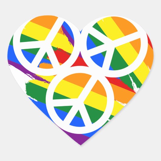 Levendig meerkleurig vredesbord - Rainbow Design Hart Sticker (Voorkant)