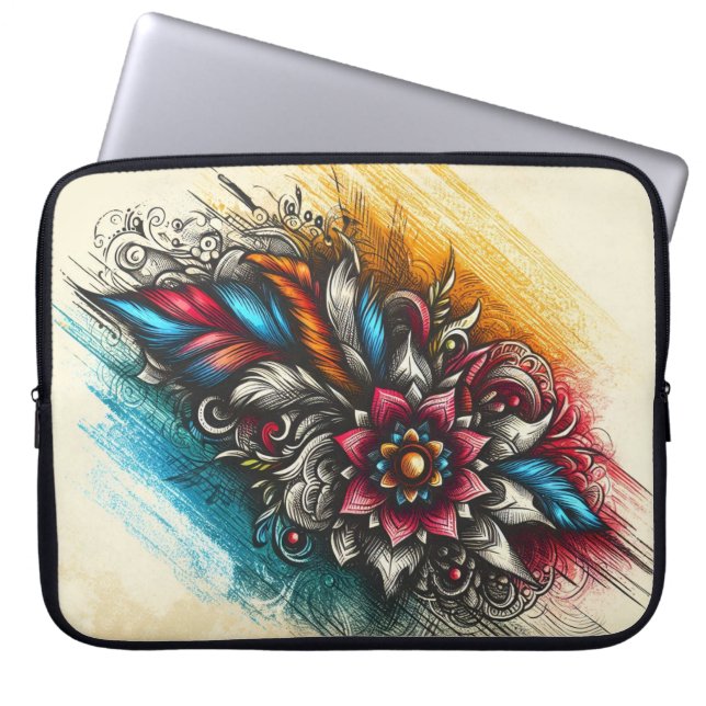 Levendig, met de hand geschetst vermogen laptop sleeve (Voorkant)