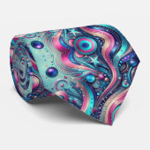 Levendig Metallic Blauwgroen Roze Blauw Goud Paars Stropdas (Opgerold)