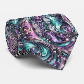 Levendig Metallic Paisley Roze Paarse Blauwgroen B Stropdas (Opgerold)