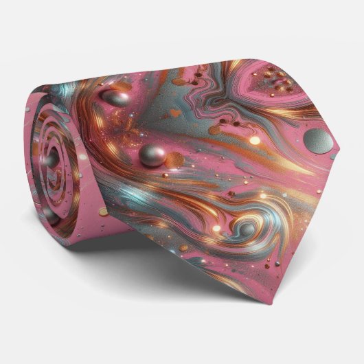 Levendig Metallic Roze Goud Brons Zilver Schilderi Stropdas (Opgerold)