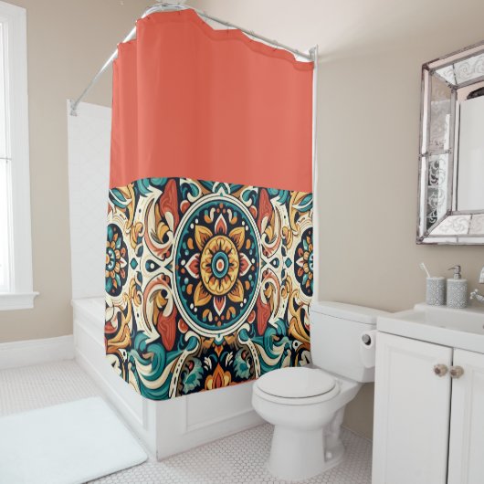 Levendig Mexicaans Cantaro Design douchegordijn (In situ)