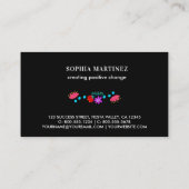 Levendig Mexicaans Fiesta Bloemen Zwart Visitekaar Visitekaartje (Achterkant)