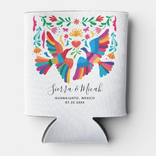 Levendig Mexicaans-geïnspireerd huwelijk Blikjeskoeler (Voorkant)