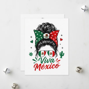 Levendig Mexico Meisje Mexico Vlag Patriottische M Feestdagenkaart