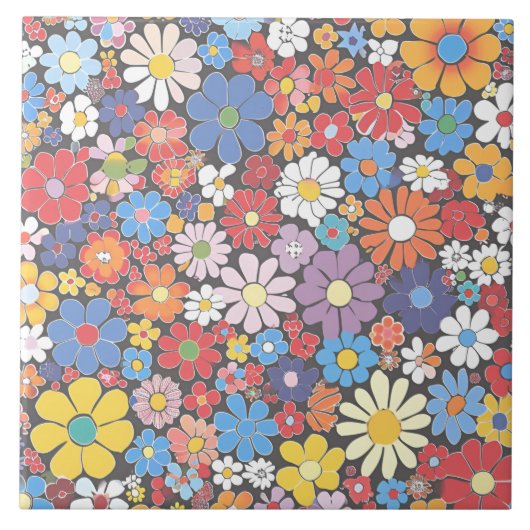 Levendig Millefiori Elegant Patroon Tegeltje (Voorkant)