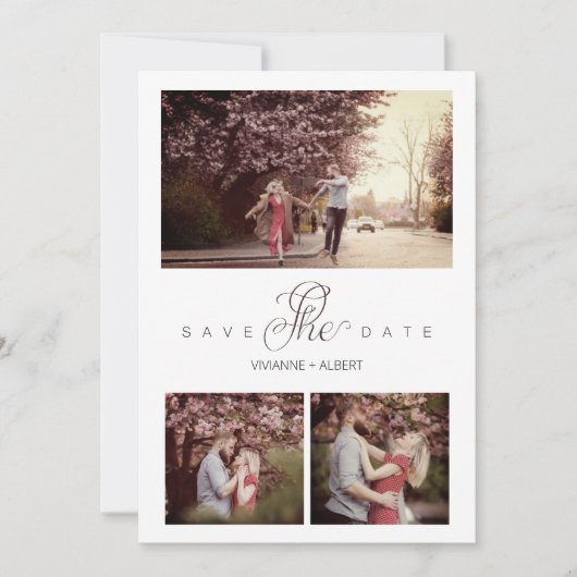 Levendig minimalisme 3 Fotocollage Moderne bruilof Save The Date (Voorkant)