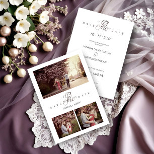 Levendig minimalisme 3 Fotocollage Moderne bruilof Save The Date