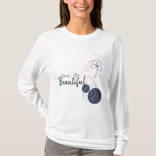Levendig minimalistisch meisje met kleurrijke tint t-shirt