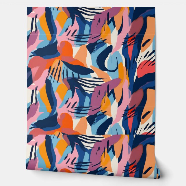 Levendig Modern Abstracte Vormen Patroon Behang (Afrollen)