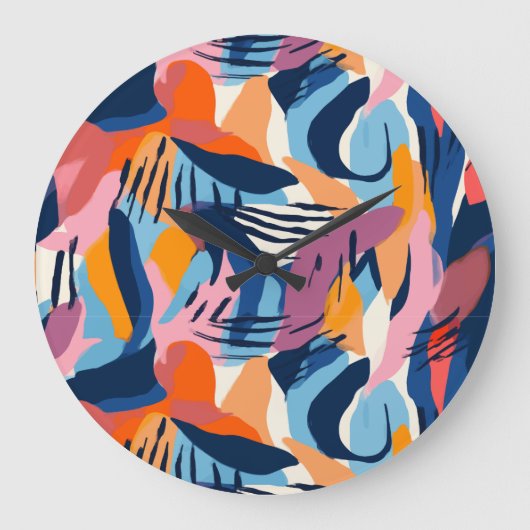 Levendig Modern Abstracte Vormen Patroon Grote Klok (Voorkant)