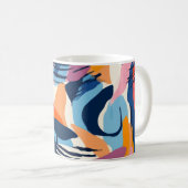 Levendig Modern Abstracte Vormen Patroon Koffiemok (Voorkant rechts)