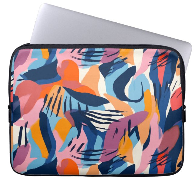 Levendig Modern Abstracte Vormen Patroon Laptop Sleeve (Voorkant)