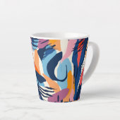 Levendig Modern Abstracte Vormen Patroon Latte Mok (Rechterhoek)
