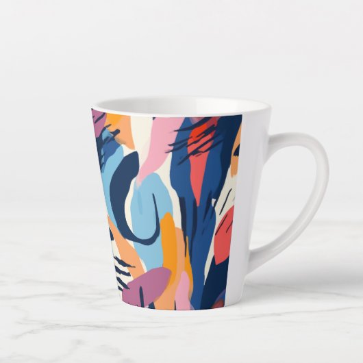 Levendig Modern Abstracte Vormen Patroon Latte Mok (Rechts)