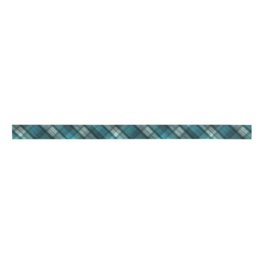 Levendig & modern Blauwgroen geruite patroon Grosgrain Lint (Voorkant)