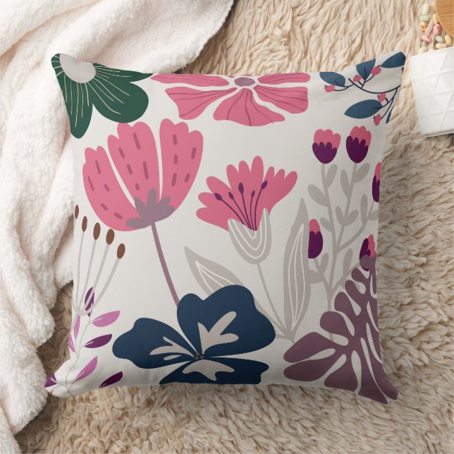 Levendig Modern Flowers Design Sierkussen (Deken)