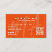Levendig Modern Monogram QR-code & socials Visitekaartje (Achterkant)