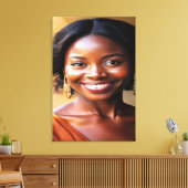Levendig Modern Portret van een Lachende Vrouw Can Canvas Afdruk (Insitu (Woonkamer))