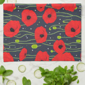 Levendig Modern Rood Klaprozen Patroon Kunst Theedoek (Gevouwen)